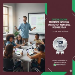 Flyer oficial SOCIAL STRATUM - Especialización Educación Inclusiva y Atención a la Diversidad 128 Horas - Lic. Psic. Nelly Mori Galli.